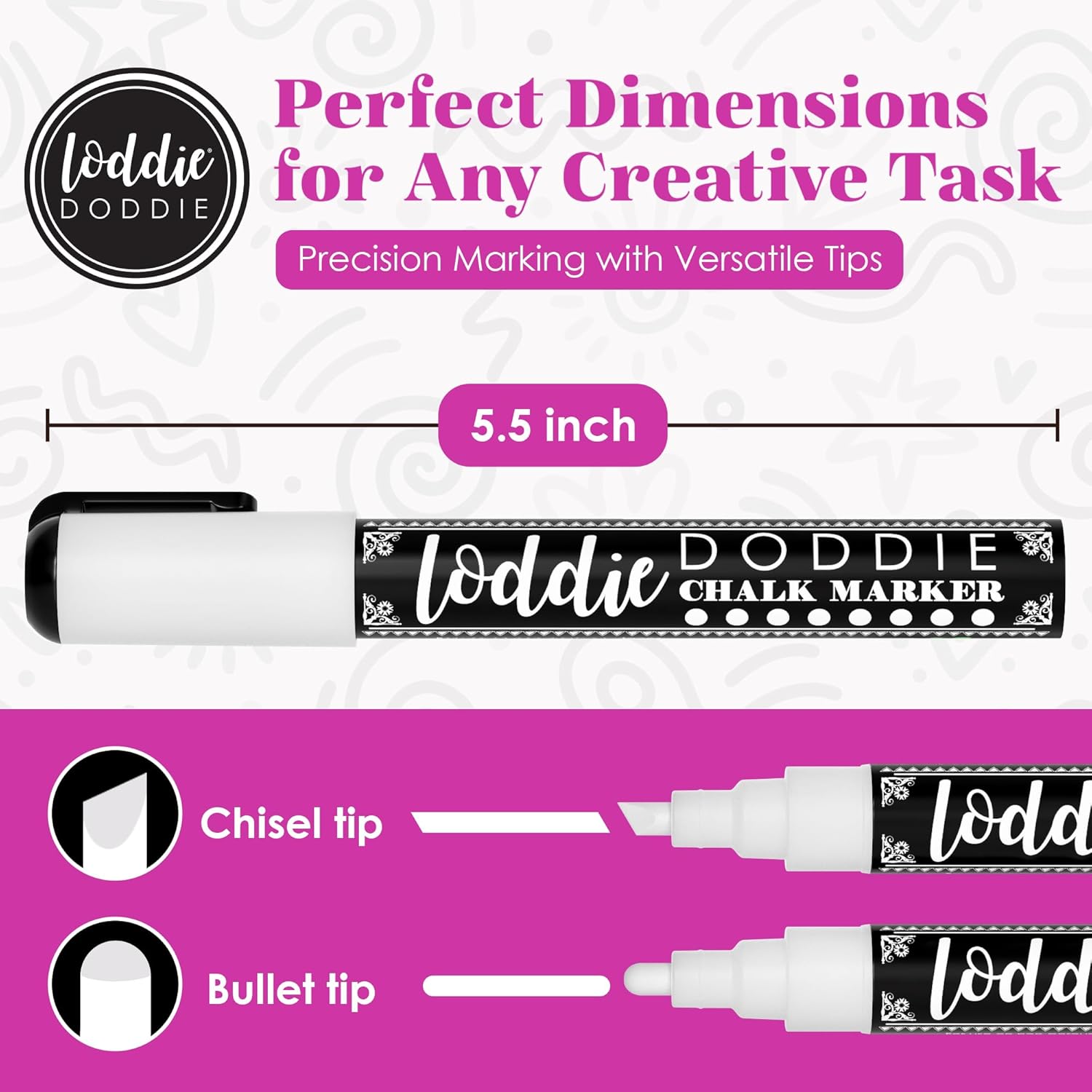 Liquid Chalk Markers - Pack of 4, 6 mm Tip, White - Chalk Pens for Blackboard & Glass Surfaces - Erasable Window & Mirror Markers