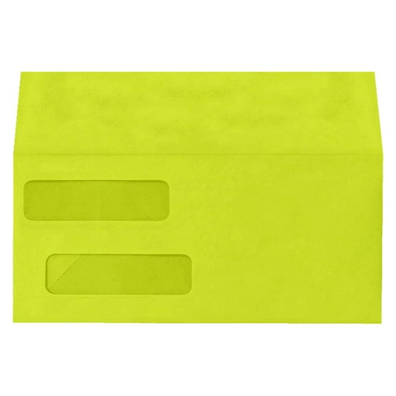 LUXPaper Double Window Invoice Envelopes, 4 1/8 x 9 1/8, Wasabi Green, 500 Pack