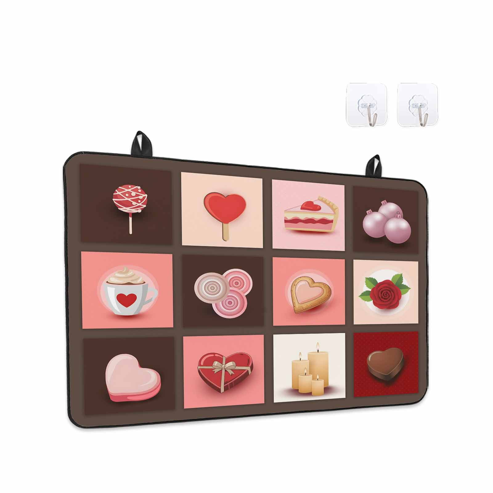 Valentine's Day Stove Top Cover for Electric Stove, Heat-proof & Non Slip Glass Top Stove Cover Protector, Love Heart Chocolate Rose Plaid Kitchen Flat Cooktop Rubber Mat 24x21 Inches