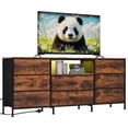 thumbnail image 1 of Yeshouse Mueble para TV de 63" con 8 cajones de tela e iluminación LED, estructura de acero y amplio almacenamiento para televisores de hasta 75", ideal para sala o dormitorio, 1 of 8