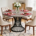 thumbnail image 3 of 47 Inch Round Dining Table For 4-6 People Industrial Kitchen Table With Thickened Tabletop Sturdy Metal Base Modern Dining Room Table For Home Office Meeting (Grey), 3 of 7