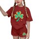 thumbnail image 1 of Vestido de manga corta Estilo Niños Día de San Patricio impreso cuello redondo blusa y pantalones Set de dos piezas Blusa de manga corta, 1 of 6