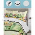 thumbnail image 3 of Quilts Queen Size Bedding Set, Spring Floral Reversible Summer Quilt 3 Pieces, Green Country Truck Pastoral Botanical Vintage Lightweight Bedspreads Coverlets with 2 Pillow Shams for All Seasons, 3 of 5