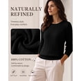 thumbnail image 3 of QUALFORT Women's 100% Cotton Cable Knit Sweater, Crew Neck Lightweight Pullover Sweater for Women, Long Sleeve Knit Top, Black M, 3 of 7