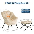 thumbnail image 2 of Lazy Chair with Ottoman - 400lb Capacity Lounge Chair, Oversized Reading Armchair with Folding Footrest & Side Pocket, Comfortable Accent Chair for Living Room, Bedroom (Khaki), 2 of 6