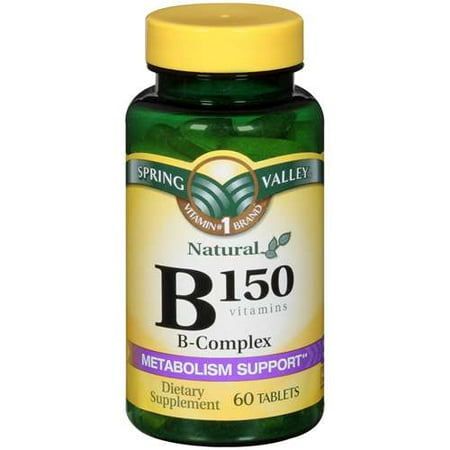 Spring Valley: Spring Valley: Spring Valley: Spring Valley: Natural B-Complex Metabolism Support B150 Vitamins Dietary Supplement, 60 ct, 60 ct, 60 ct, 60 ct