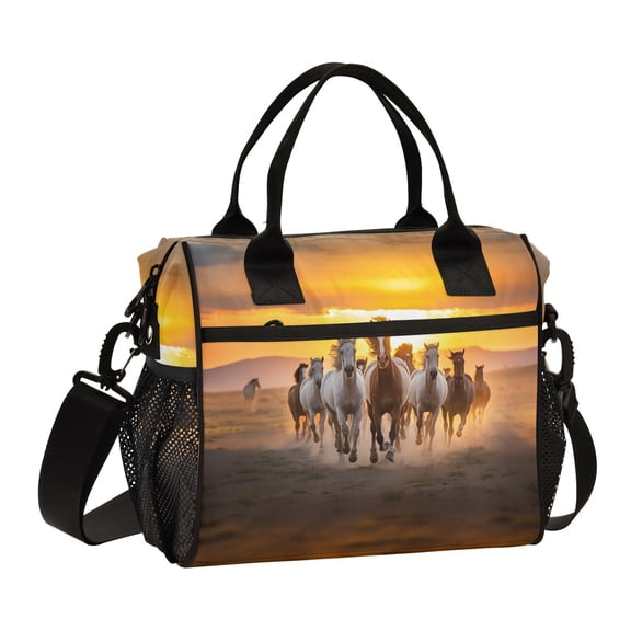 Horses Sunlight Desert Cooler Bag Lunch Bag Soft Cooler Cooling Tote Insulated Lunch Box for Adult Men Women