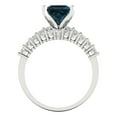 thumbnail image 4 of 2.66 ct Brilliant Princess Cut Natural London Blue Topaz 18K White Gold Solitaire with Accents Engagement Bridal Wedding Ring Band Set size 9.5, 4 of 7