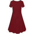thumbnail image 5 of RYRJJ Womens Summer Casual Dresses Plus Size Short Sleeve Square Neck Ruffle Dress Vacation A-Line Beach Cute Short Sundress(Wine,S), 5 of 6