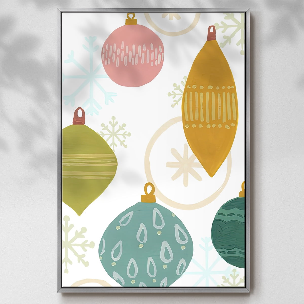 Modern Holiday Collection B - Framed Gallery Wrapped Holiday Canvas - 17 x 25 - Silver Frame