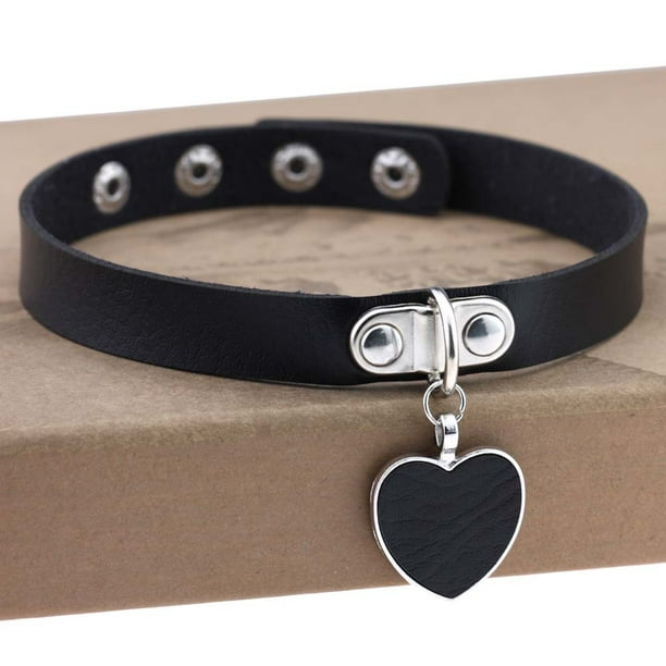 Collar con colgante de corazón de amor gótico punk de Harajuku, collar de cuero, collar de cuero, cadena para el cuello, pulsera