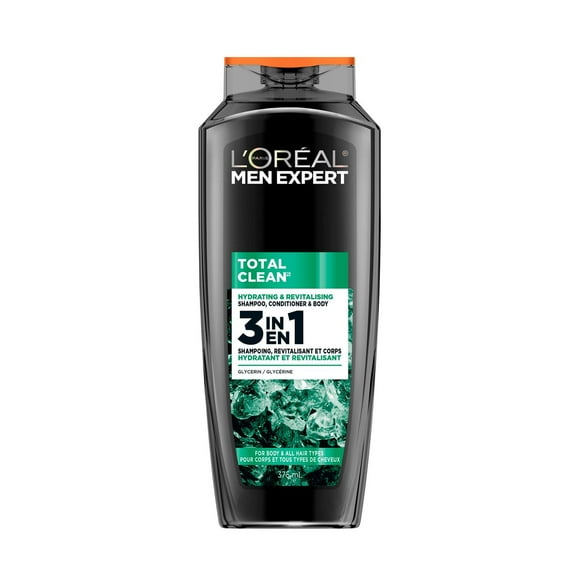 L'Oréal Paris Men Expert Total Clean 3 in 1 Shampoo, 375ml, 3in1 Normal to Oily Hair