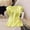 Yellow, variant on Short Sleeve Satin Shirts for Women Drawstring Side Summer V Neck Business Casual Tops Dressy Going Out Blouse