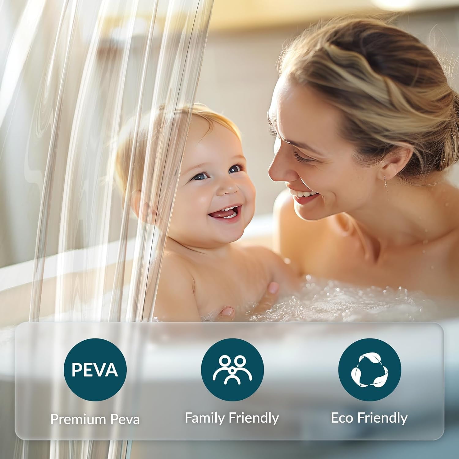 Shower Curtain Liner, 72x72 Clear Shower Curtain Liner, Waterproof Plastic Shower Liner, Cute Lightweight PEVA Shower Curtain for Bathroom