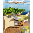 thumbnail image 5 of Outdoor Tablecloth with Umbrella Hole for Patio/Picnic/Party/Camping, Yellow Grey Waterproof Table Cloth Rectangle Table Cover Washable, Modern Oil Painted Abstract Art Aesthetics 60"x 84", 5 of 7