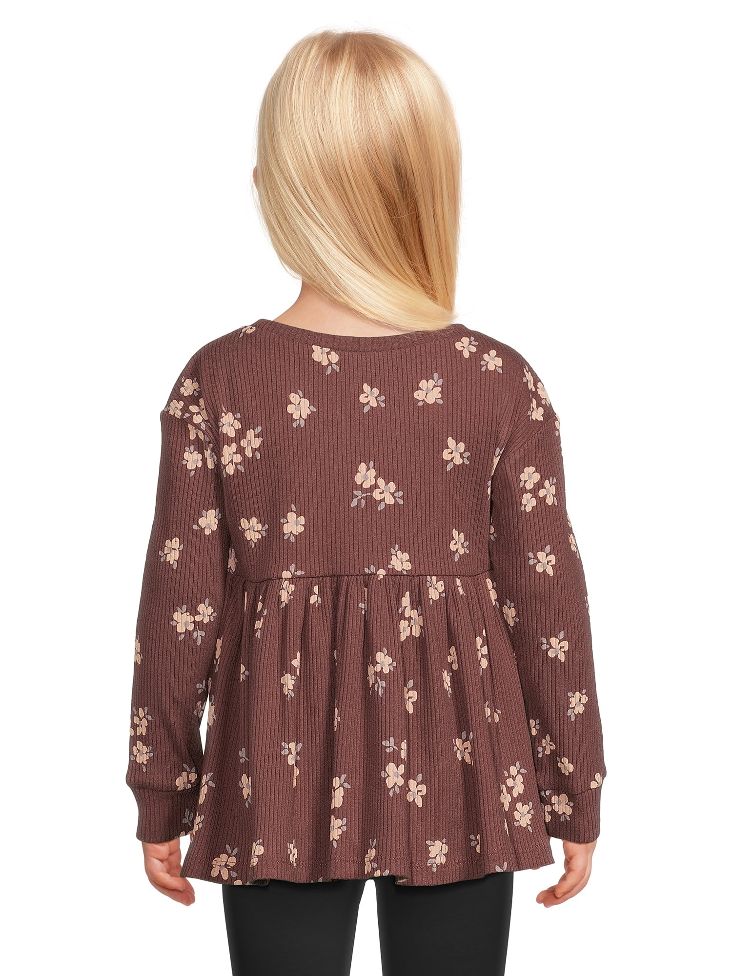 easy-peasy Toddler Girl Long Sleeve Babydoll Top, Sizes 12 Months-5T