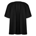 thumbnail image 6 of Jacenvly new summer tops for women Loose Fashion Women's Summer Short Sleeve Solid Casual T-shirt Blouse Skin-friendly Ruffle Trim Flouncev neck t shirts womens plus size t-shirts Black, 6 of 9