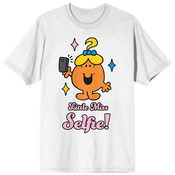 Mr Men and Little Miss Little Miss Selfie Women's White Short Sleeve Crew Neck Tee-Medium