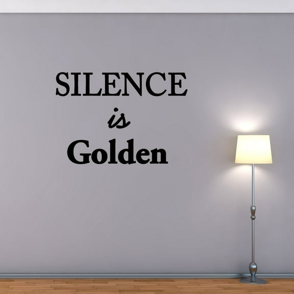 VWAQ Silence is Golden Wall Decal Quotes Sayings Stickers Wall Art (16"H x 22"W Black)