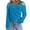 Blue, variant on Women's Cusal Crewneck Leaky Shoulder Long Sleeve Lightweight Sweatshirts Solid Hedging Blouses Shirts Tops Khaki L, US Size 8