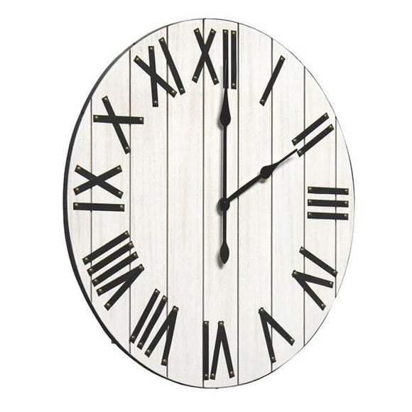 21 in. Handsome Rustic Farmhouse Wood Wall Clock&#44; White Wash