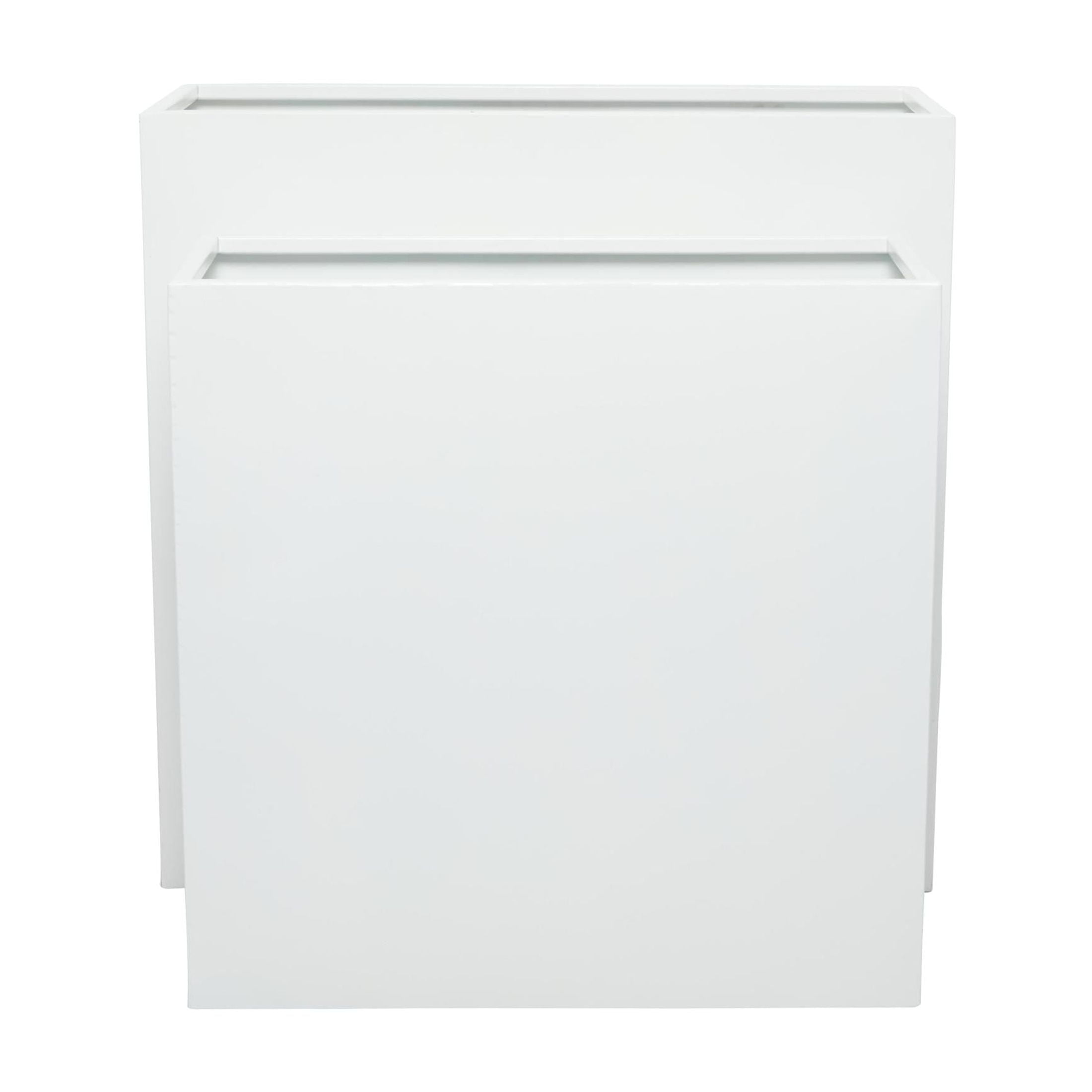 DecMode White Metal Rectangular Indoor Outdoor Planter, Set of 2 28", 24"H