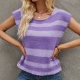 thumbnail image 1 of Chaleco de punto para mujer cuello redondo a rayas camisetas sin mangas para mujer chaleco suelto para mujer FLhrweasw Nuevo, 1 of 1