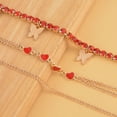 thumbnail image 2 of Anklet Set of 3 Silvertone Round Red Crystal Jewelry for Women Size (10-12" Birthday Gifts, 2 of 7