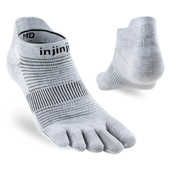 Injinji Unisex Run Lightweight No-Show Toe Socks, Gray, XLarge