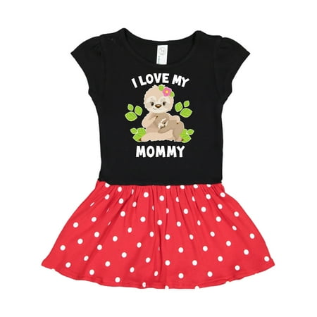 

Inktastic Cute Sloth I Love My Mommy with Green Leaves Gift Toddler Girl Dress