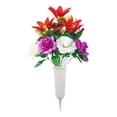 Artificial Flowers,Cemetery Simulation Bouquet Vase With Floor Outdoor ...