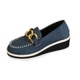 thumbnail image 2 of Busydd Wedge Shoes for Women Comfortable Round Toe Slip on Shoes Women Casual Fashion Solid Color Loafers for Women 8.5, 2 of 8