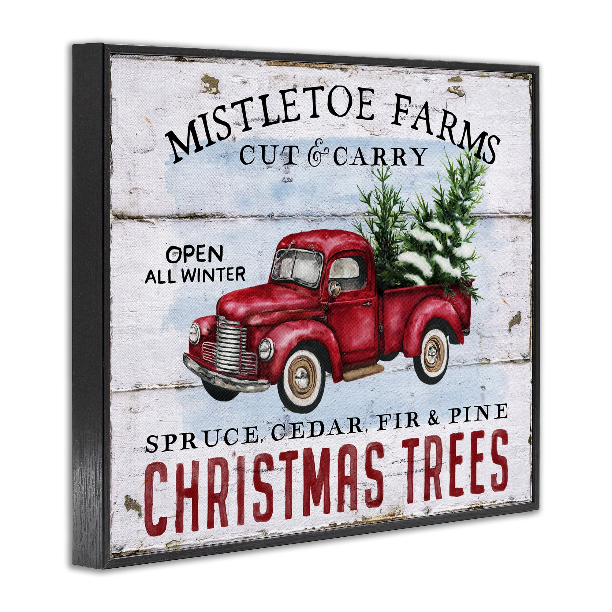 Stupell Industries Mistletoe Farm Trees Holiday Painting Black Framed Art Prints Wall Art, 30 x 24
