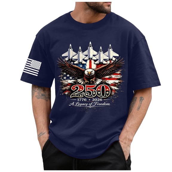250 Anniversary 250th Anniversaryth American Flag Patriotic 250 Years Mens T-Shirt (Dark Blue,XL)