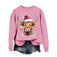 thumbnail image 1 of Chandail en Molleton Décontracté à Manches Longues pour Femmes, Imprimé Vache Western de Noël, 1 of 4