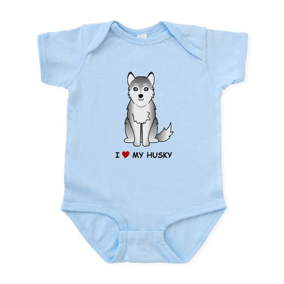 CafePress - Grey Siberian Husky Infant Bodysuit - Baby Light Bodysuit, Size Newborn - 24 Months