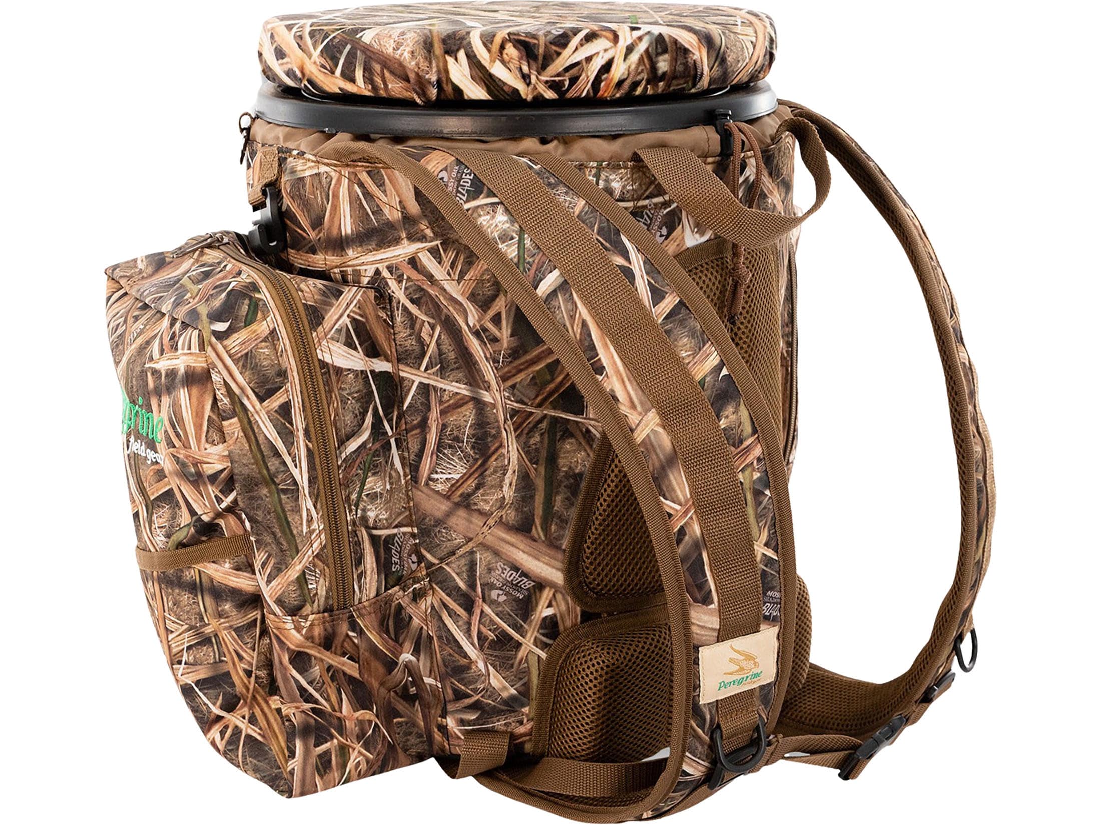 Peregrine Field Gear Venture Hunting Bucket Seat Pack Insulated Mossy Oak Shadow Grass Blades