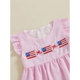 thumbnail image 6 of Toddler Baby Kids Girls Dress 4th of July Clothes 6 9 12 18 24 Months 2T 3T 4T Flag Embroidery Fly Sleeve Casual Dress Baby Summer Dresses, 6 of 9