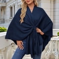 thumbnail image 2 of Women'S Elegant Shawl Wraps Soft Open Front Poncho Sweater for Spring Fall Winter Navy  One Size, 2 of 4