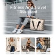 thumbnail image 5 of Tote Bag for Women - Beige Christmas Decoration Pattern Shoulder Bag - Large Utility Work Duffle Bag with Zipper Handbag for Travel, Work, Sprots, 5 of 5