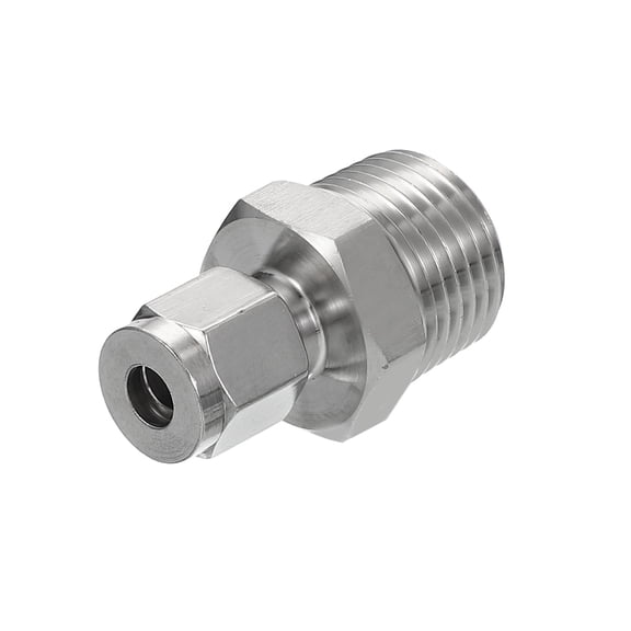 Uxcell 304 Stainless Steel Compression Tube Fitting, Double Ferrules Compression Tube Fitting Straight Adapter Connect 1/2NPT x 6mm