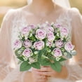 thumbnail image 5 of Artificial White Rose Bouquets, Realistic Silk Mini Roses with Baby’s Breath & Green Leaves, Fake Flower Bundles for Wedding, Home Decor, Floral Arrangements, Party Centerpieces, Indoor Use, 5 of 7