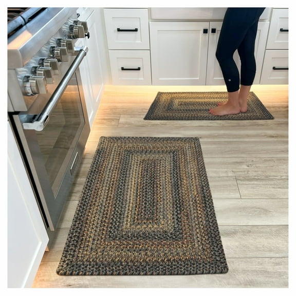 Black Forest Country Kitchen Rugs, 27x45 Black Rugs for Entryway, Washable, Pet Friendly, Indoor Outdoor Rug
