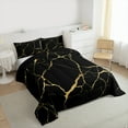 thumbnail image 4 of Manfei Aesthetic Marble Full Size Comforter Sets,Modern Fluid Art Bedding Comforter Set,Black Gold Bedding Sets For Adult,Breathable Bedroom Decor Reversible,3 Pieces, 4 of 9