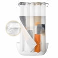 thumbnail image 2 of Modern Orange Beige Grey No Hook Shower Curtain Waterproof,Bathroom Curtains with Snap in Liners and See Through Top Window,Abstract Geometric Oil Painting Hotel Bathtub Curtains Shower 54"Wx78"L, 2 of 8