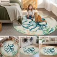 thumbnail image 6 of Vintage Ocean Round Living Room Rugs 4 ft, Octopus Starfish Seagrass Compass Nautical Washable Area Rug with Non-Slip Sturdy Edge Binding Round Carpet for Entryway Kitchen Bedroom Bathroom, 6 of 9
