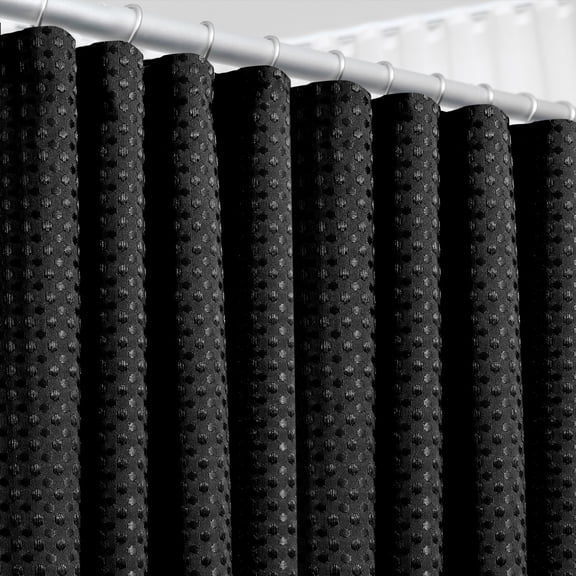 LammaLoe Black Shower Curtain, Waffle Weave Heavy Duty Fabric Shower Curtain, 72” x 72" Hotel Luxury 256 GSM Bathroom Curtains