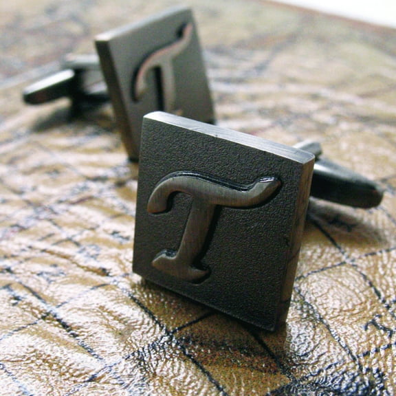 Perfect Cufflinks Gunmetal Square 3-D Letter Vintage Letters English Cuff Links