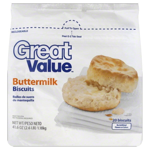 Great Value Frozen Buttermilk Biscuits, 41.6 oz, 20 Count