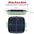 thumbnail image 2 of KitchenAid Enameled Cast 11 Inch Iron Square Grill and Roasting Pan, Induction Compatible, Metal Utensil, Broiler and Oven Safe to 500°F, Pistachio, 2 of 9